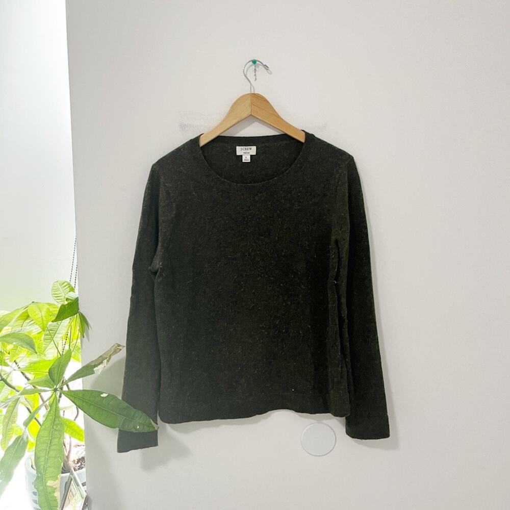J. Crew Dark Green Wool Blend Teddie Sweater Size Large